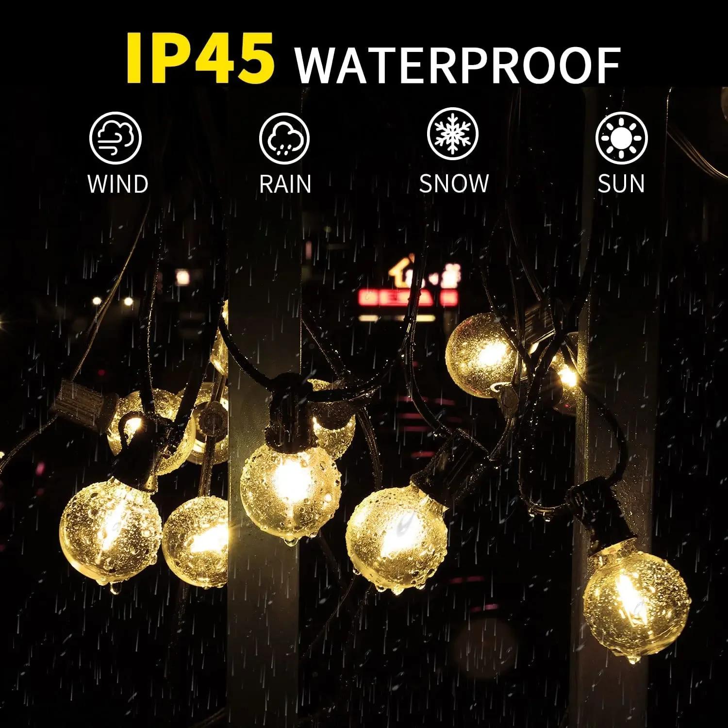 100/50/25ft USB LED lumières 5V 1W G40 ampoule en plastique extérieure étanche tente fée Patio festo