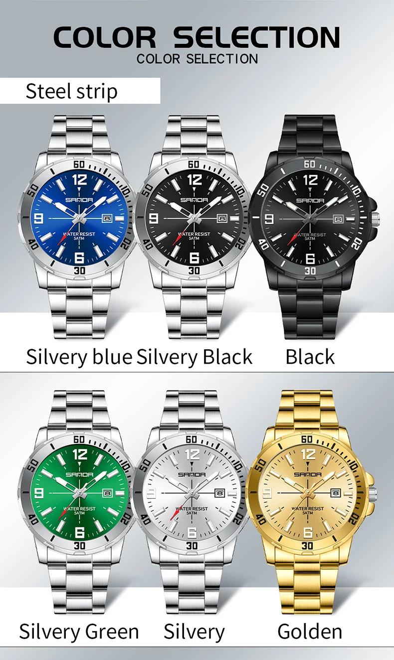 Mode SADNA 3265 montre à Quartz pour hommes d'affaires grand cadran étanche calendrier veilleuse nou