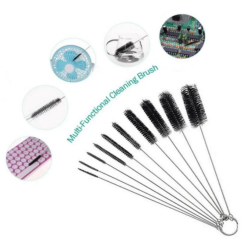 Ensemble de 10 brosses à cheveux souples en acier inoxydable, Tube à essai, brosse à biberon multifo