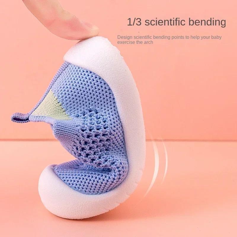 Printemps été enfant en bas âge chaussures respirant tricoté enfants baskets garçons sans lacet chau