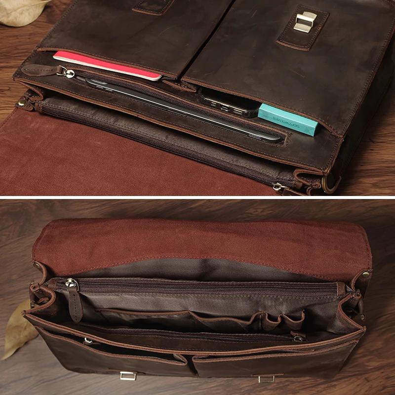 NUKA-Sac à main d'affaires en cuir véritable pour hommes, sac à main en cuir de vachette vintage, sa