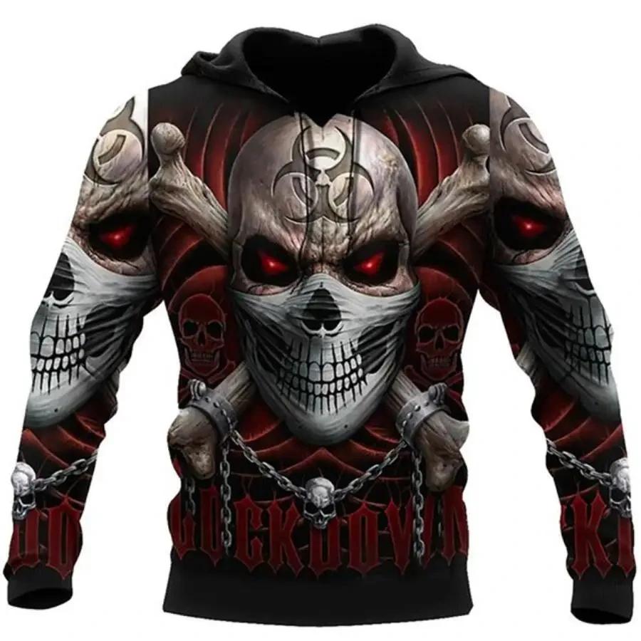 Sweat à capuche Skull Bearing pour hommes, sweat-shirt unisexe, vêtements décontractés respirants, m