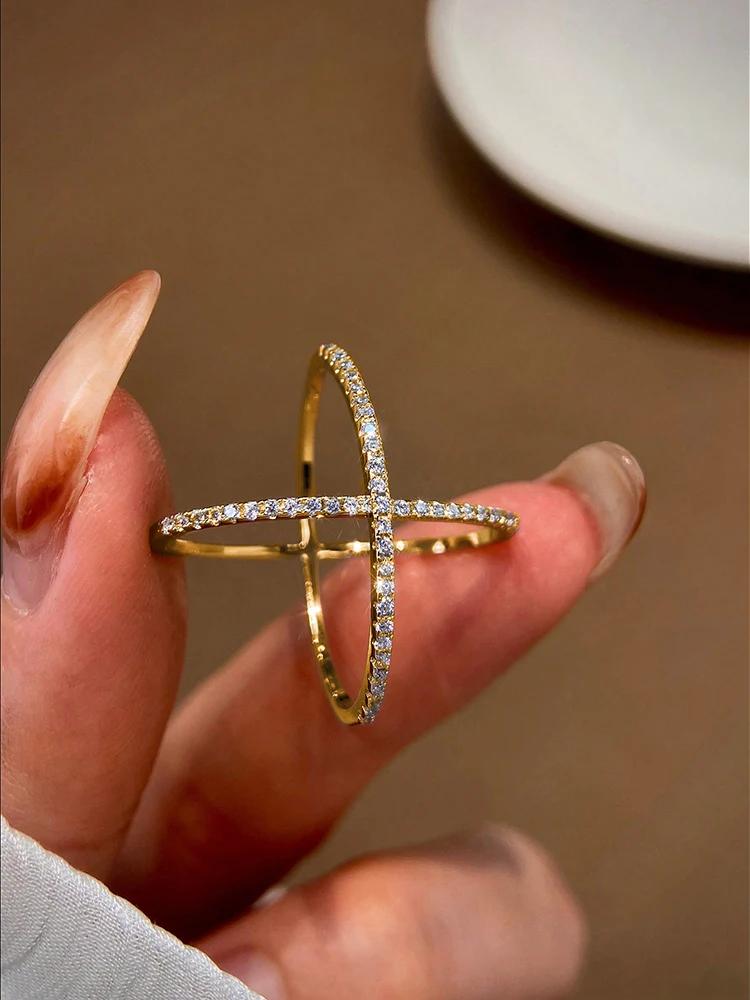 Bague en argent Sterling 925 pour femmes, Simple, classique, magnifique, en forme de X, en Zircon, p