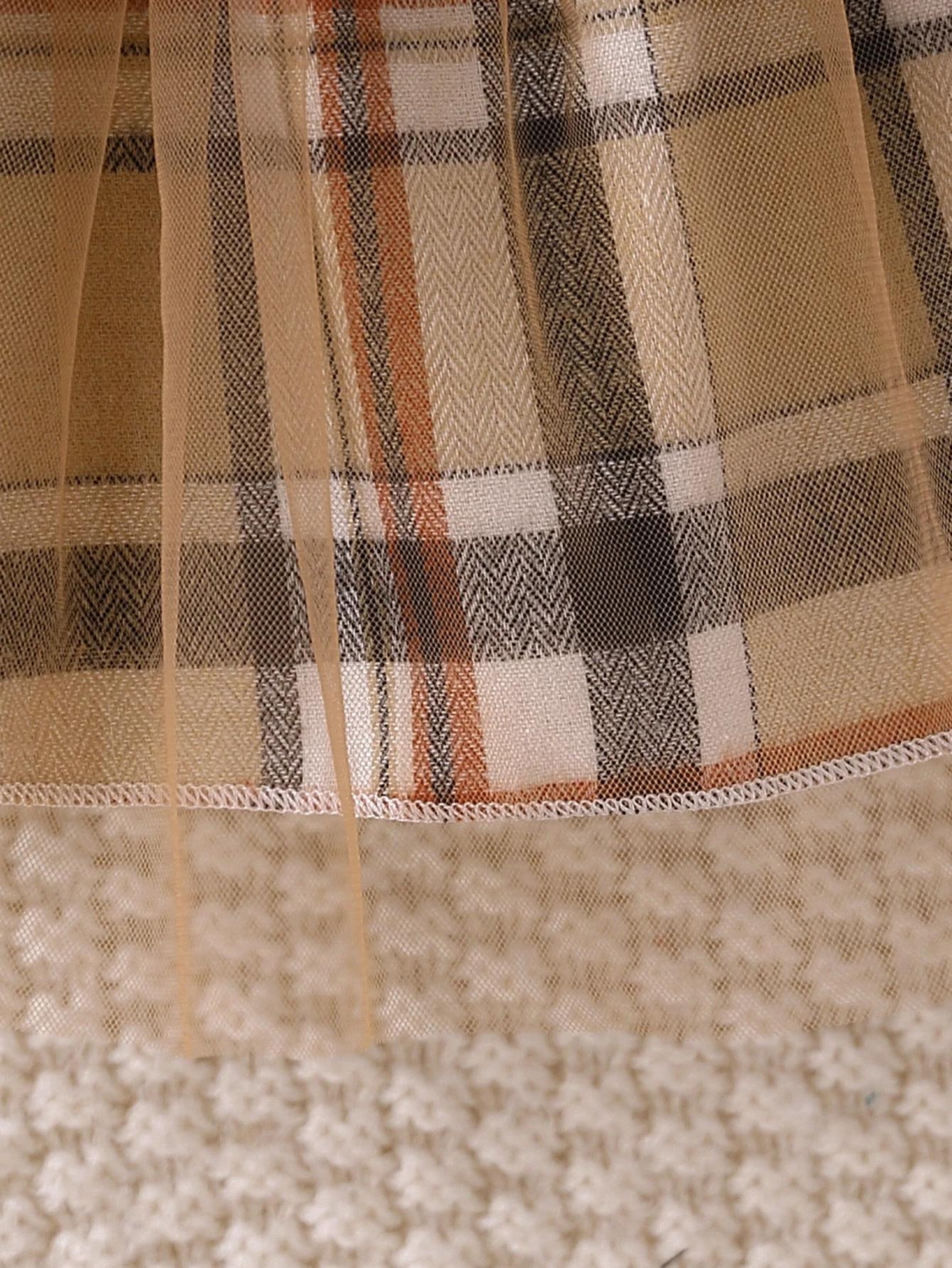 Ensemble jupe et veste courte en tulle à carreaux pour bébé fille