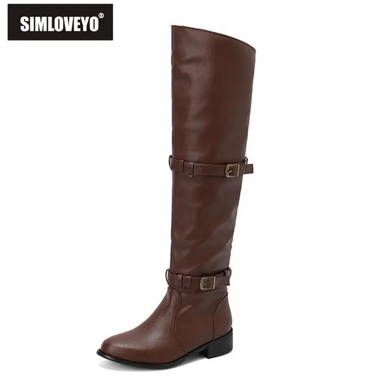 SIMLOVEbalance-Cuissardes à talons larges pour femmes, chaussures de nuit, à enfiler, taille 47 et 4