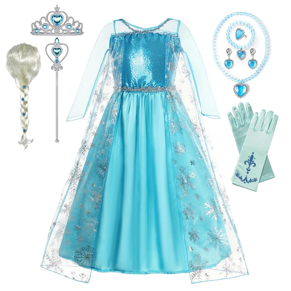 Costumes reine des neiges Elsa pour filles, Robe de bal de carnaval, vêtements de jeu pour enfants,