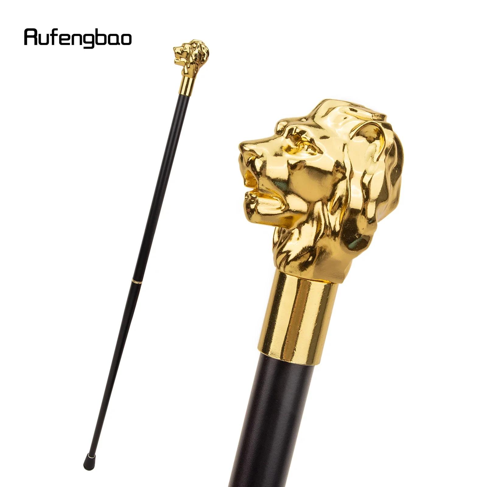 Bâton de marche à la mode avec poignée en tête de Lion de luxe en or, canne de marche décorative pou