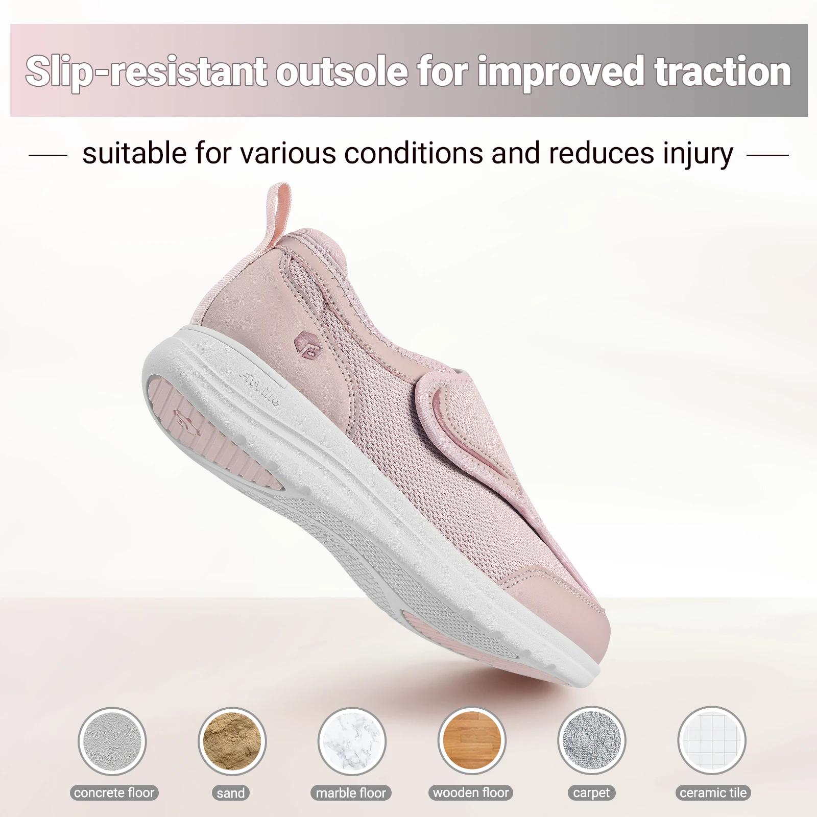 Fittington – chaussures pour diabétiques pour femmes, larges bretelles entièrement réglables, ailes