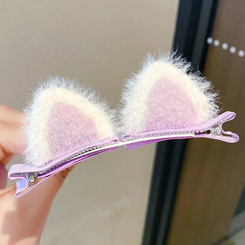 Épingles à cheveux oreilles de chat en peluche pour filles, 2 pièces, Clips à cheveux, accessoires p