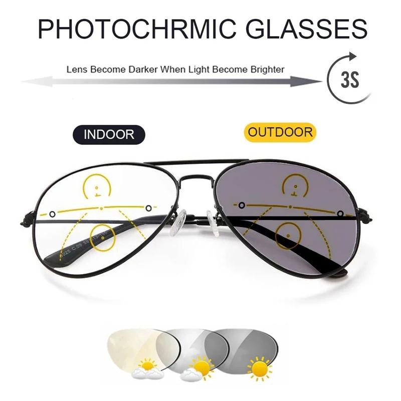 Lunettes de lecture multifocales progressives photochromiques intelligentes pour hommes, lunettes de
