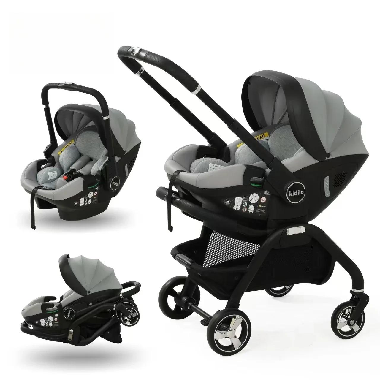 Poussette Portable 3 en 1 pour Bébé, mir de Couchage pour Nouveau-Né, Siège Auto Multifonction pour