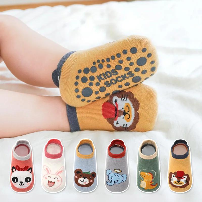 6 paires chaussettes coton enfants motif animal dessin animé - Antidérapantes confortables bébé