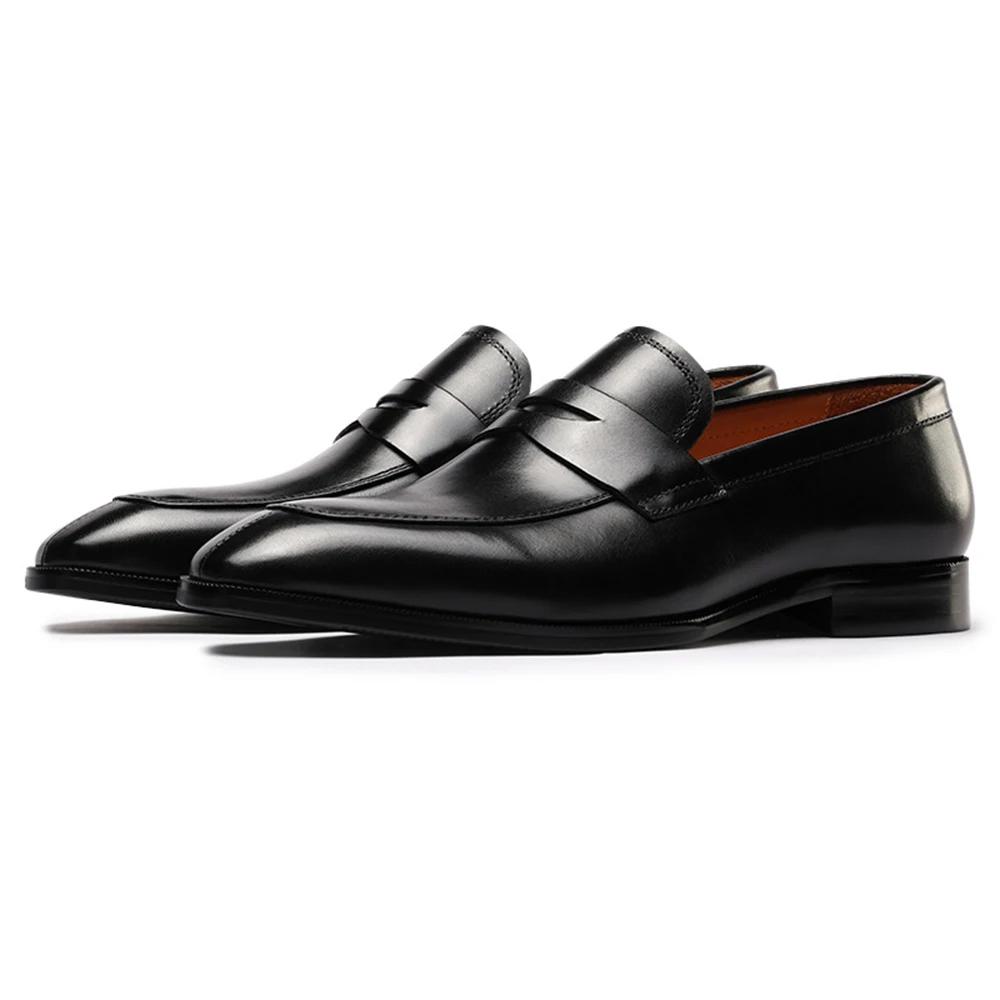 Mocassins décontractés pour hommes en cuir de veau imperméables à enfiler, chaussures habillées form