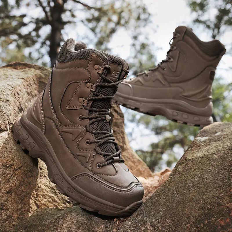 Bottes d'extérieur de marque pour hommes, chaussures d'escalade à lacets, imperméables, antidérapant