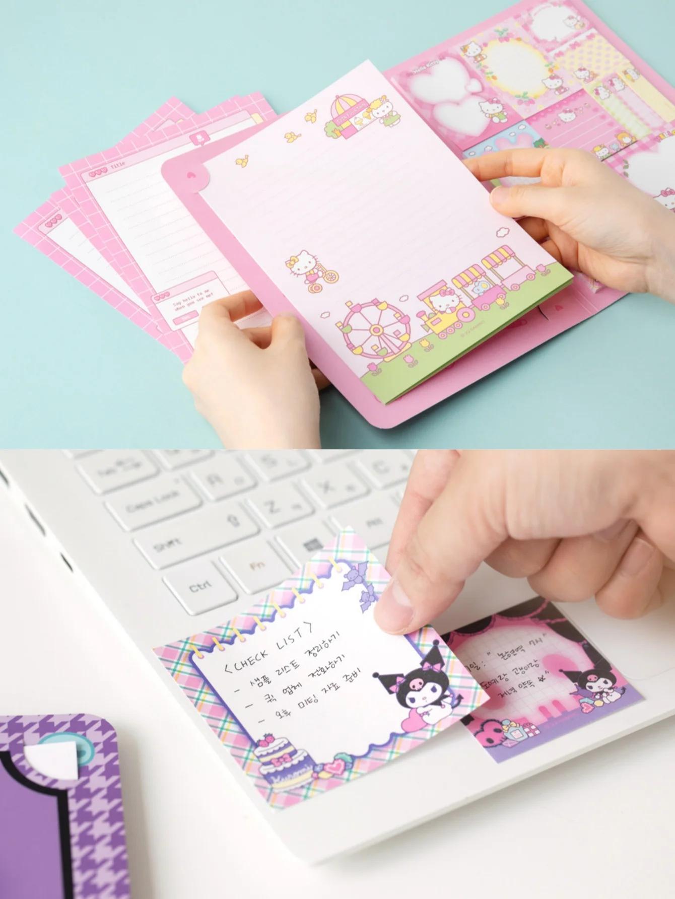 Bloc-notes collant Sanrio Hello Cute Kitty & Kuromi Cinnamoroll, bloc-notes en papier oblong adorabl