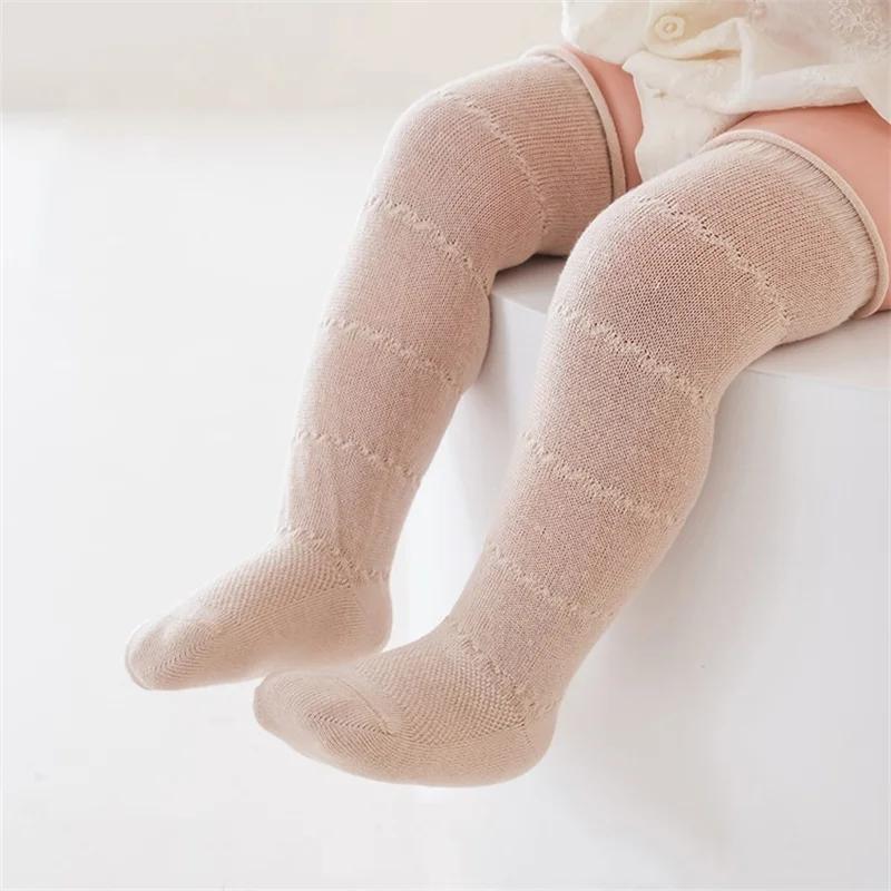 Chaussettes d'été longues ajourées pour bébé, maille respirante en coton, chaussettes hautes aux gen