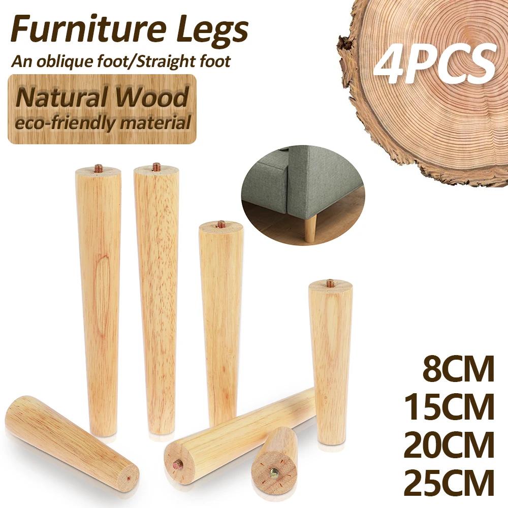 4 pièces pieds de meubles pieds de meubles solides en bois naturel pieds de Table obliques/droits me