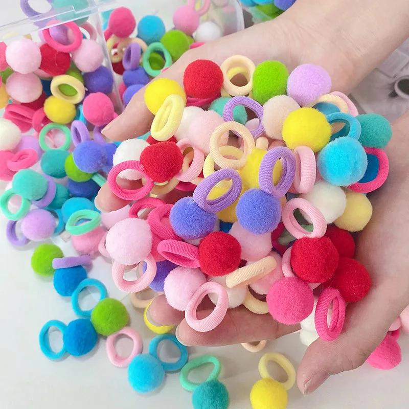 Bandes de cheveux élastiques en peluche colorées pour filles, 20 pièces, attaches queue de cheval po