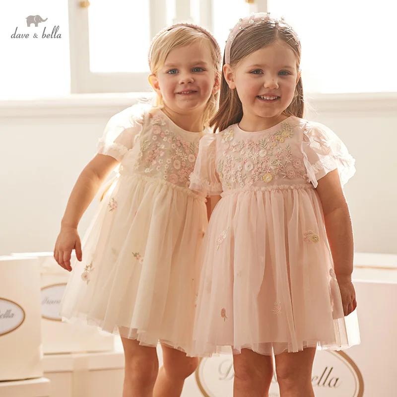 Dave Bella – robe de princesse de fête d'anniversaire pour filles, tenue d'été en maille, breloque N