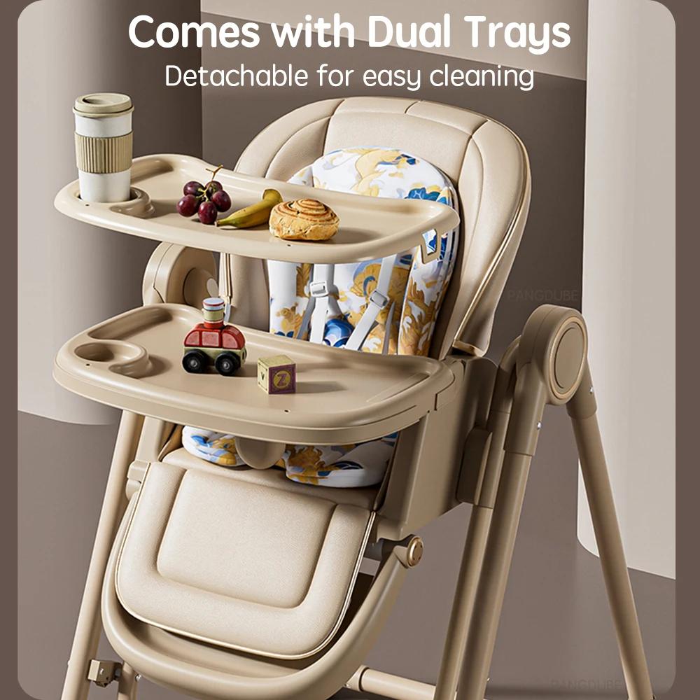 PANGDUBE Chaise haute 2 en 1 pour bébé, siège d'alimentation convertible à bascule avec roulettes, d