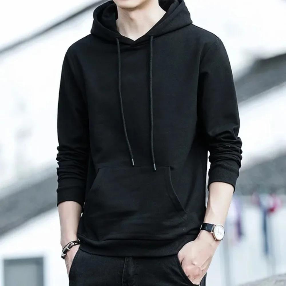 Masculino Cor Sólida Com Capuz Suéteres Masculino Camisola De Lã Quente Moda Roupas De Rua Solta Res