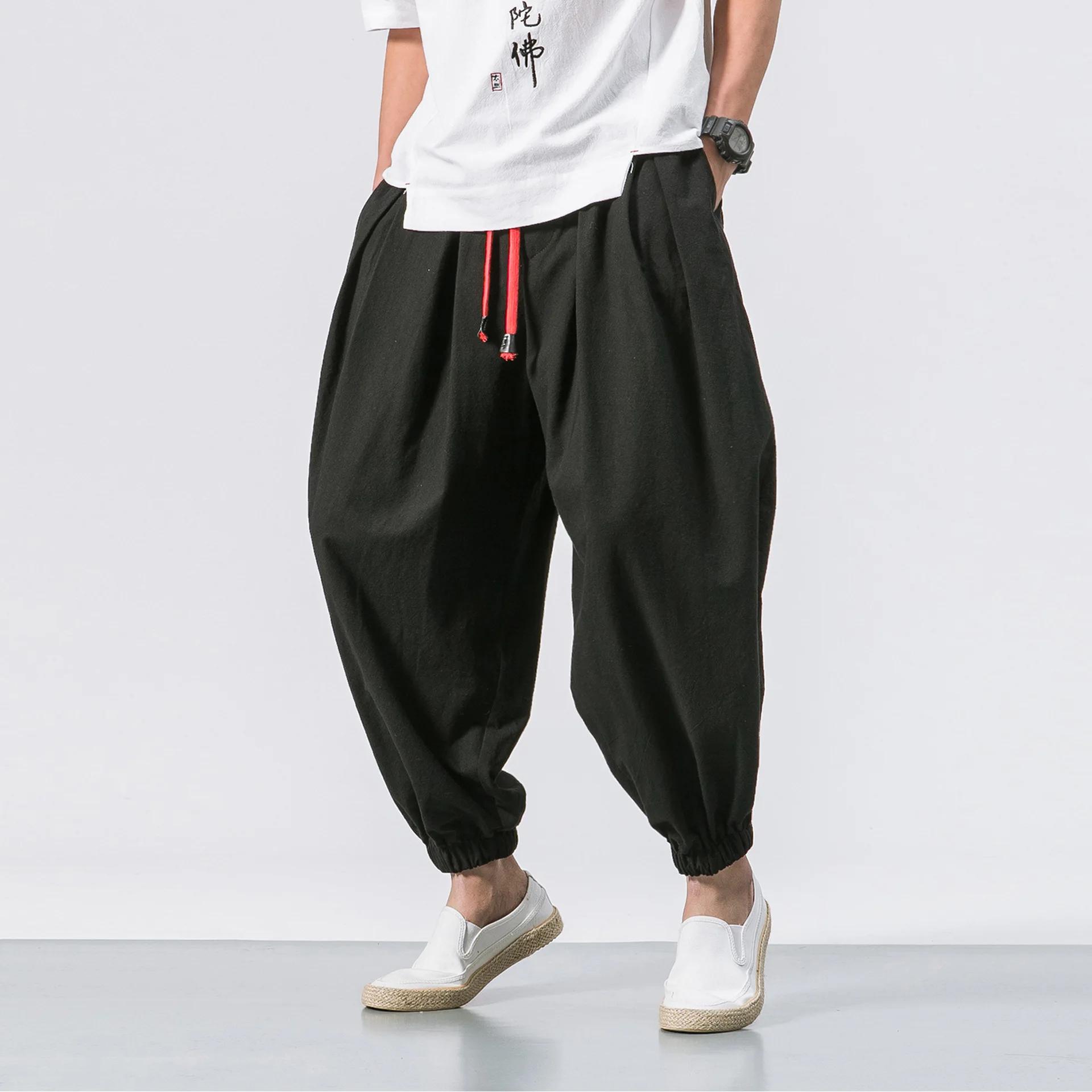 FGKKS printemps hommes sarouel ample lin chinois surpoids pantalons de survêtement de haute qualité