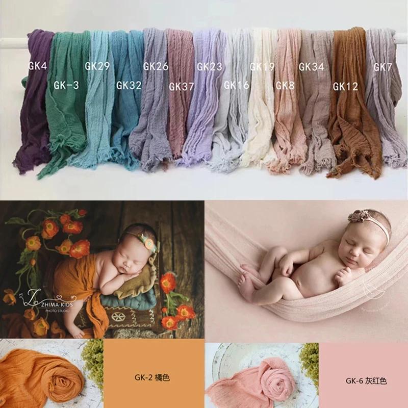 Accessoires photo nouveau-né seersucker coton - Couverture emmaillotage studio bébé panier photo