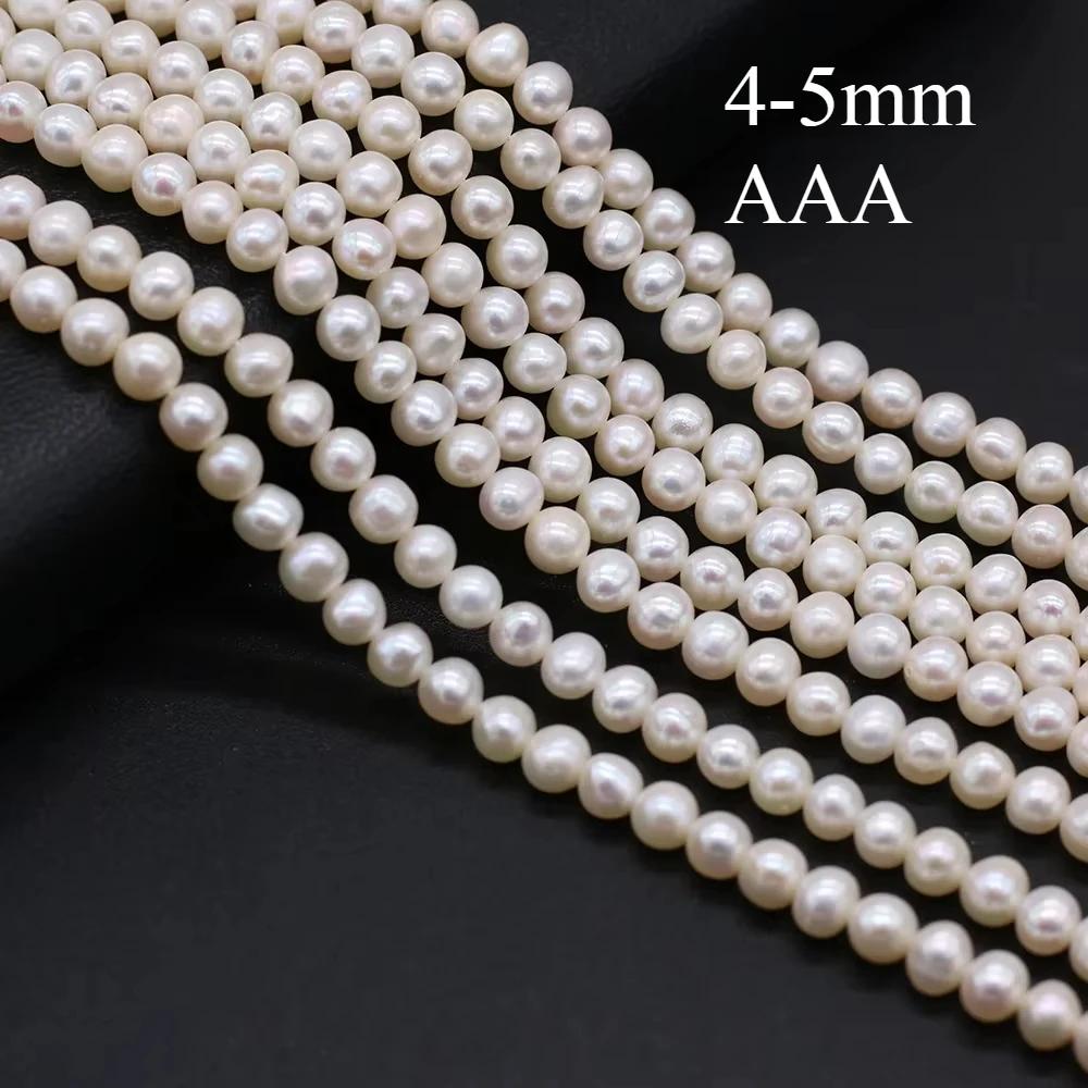Perles d'Eau Douce Naturelles Blanches Rondes AAA + de 4 à 5mm, Accessoires d'Espacement pour Bijoux