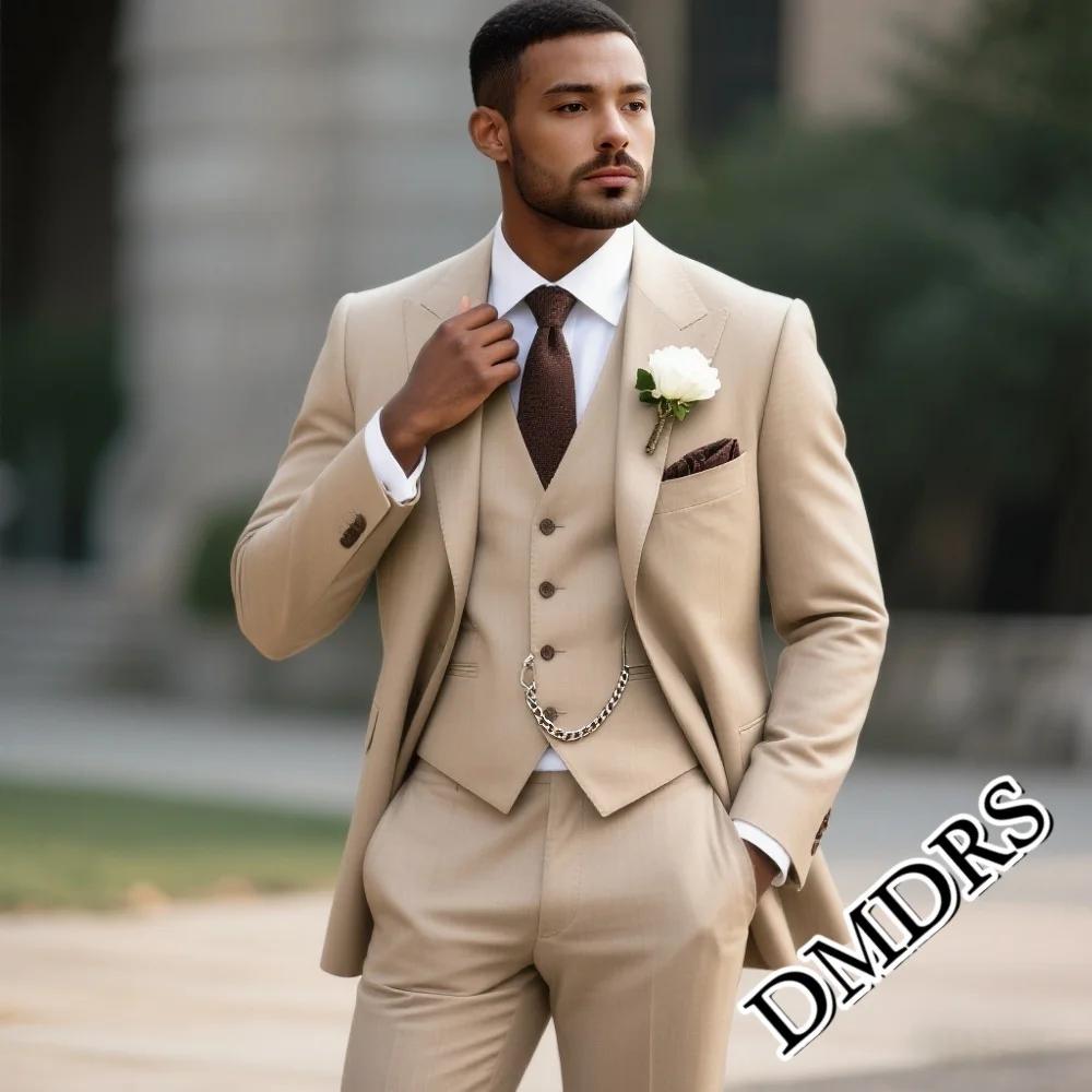 Ensemble de costume luxueux Champagne pour hommes, 2 pièces, pour mariage, formel, simple boutonnage