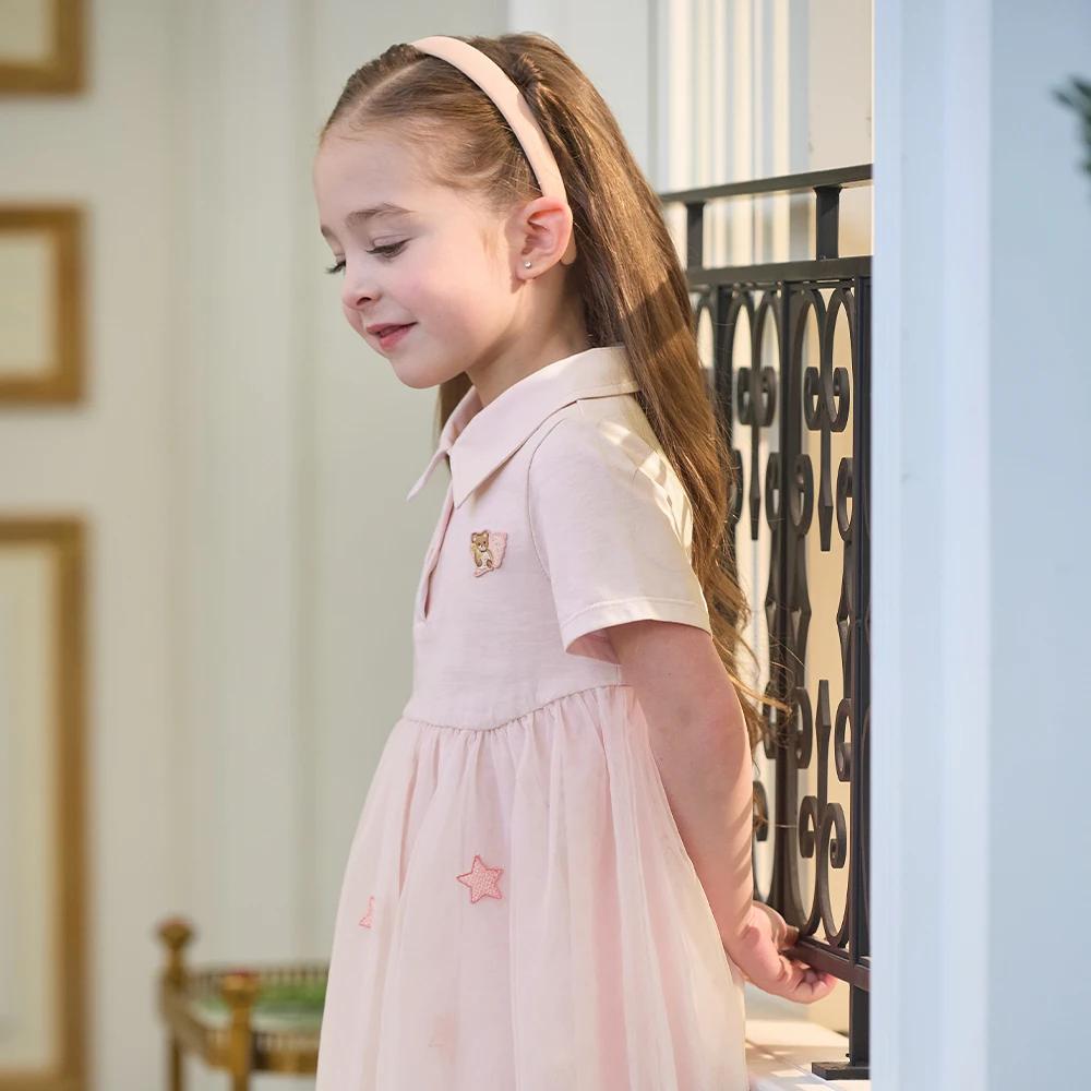 Robe rose douce pour filles Dave Bella, robe de princesse en maille pour l'été, vêtements pour enfan