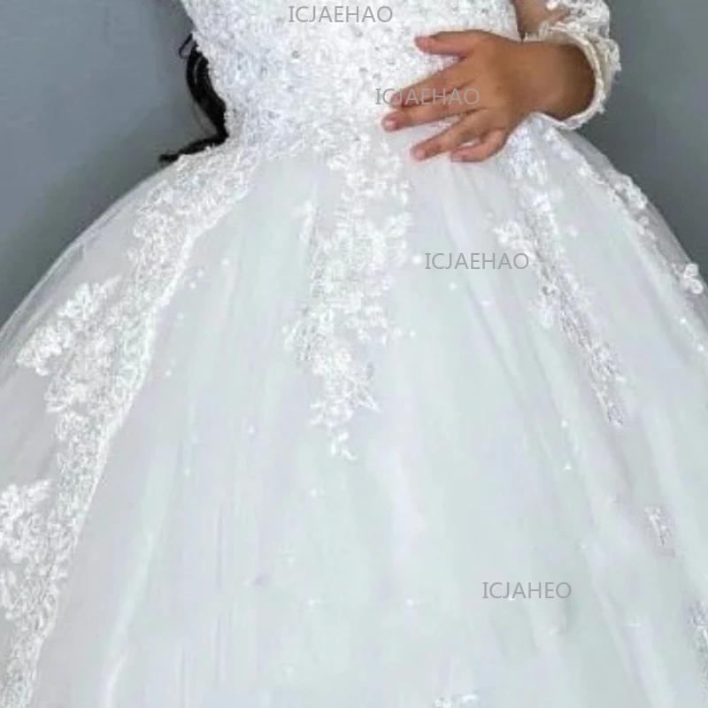 Robe de soirée blanche pour enfants 2026Sleeve Performance Host Birthday Kids, longue, style tutu, a