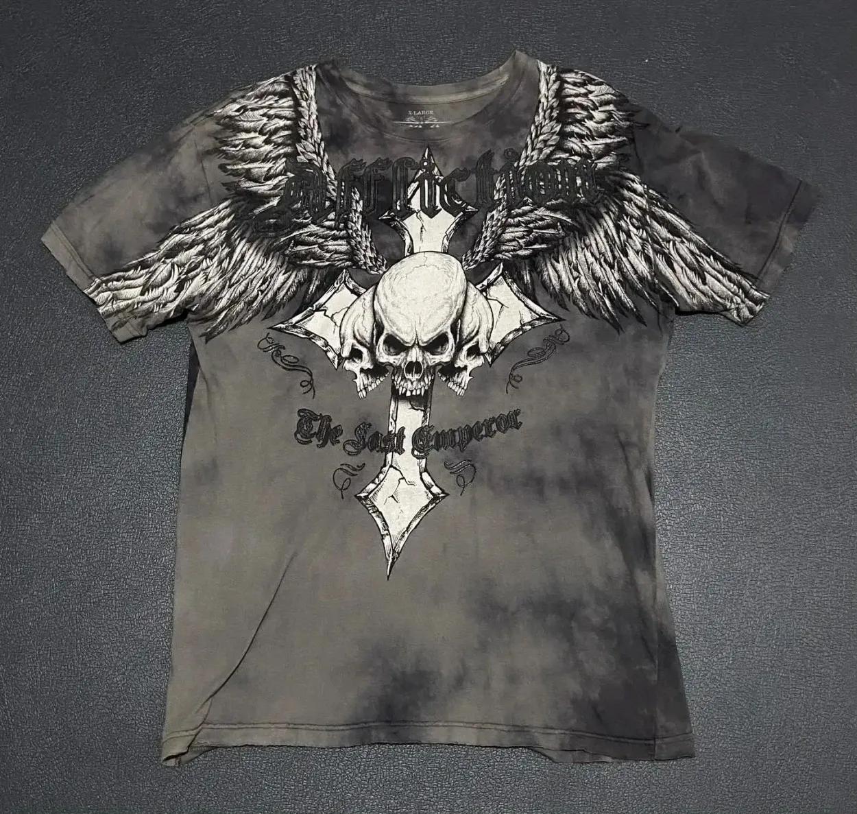 T-shirt d'été pour hommes européens et américains, nouveau modèle, imprimé crâne gothique, doux et r