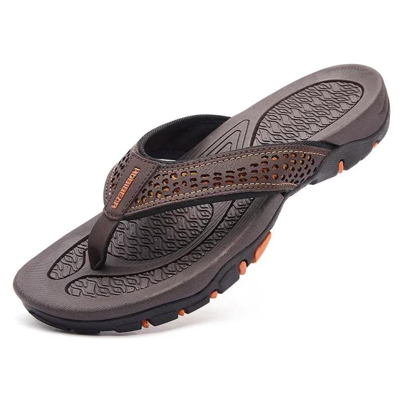 Tongs d'été pour hommes, pantoufles en cuir, sandales tongs, chaussures de plage, grande taille 49 5