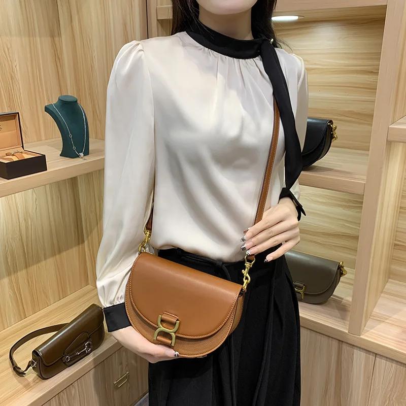 Sac à main en cuir élégant et simple pour femme, sac de créateur parisien haut de gamme populaire, s