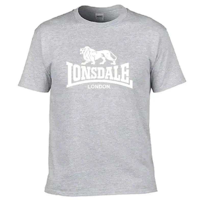 T-shirt à manches courtes pour homme avec imprimé Lion Lonsdale, style streetwear ample et confortab