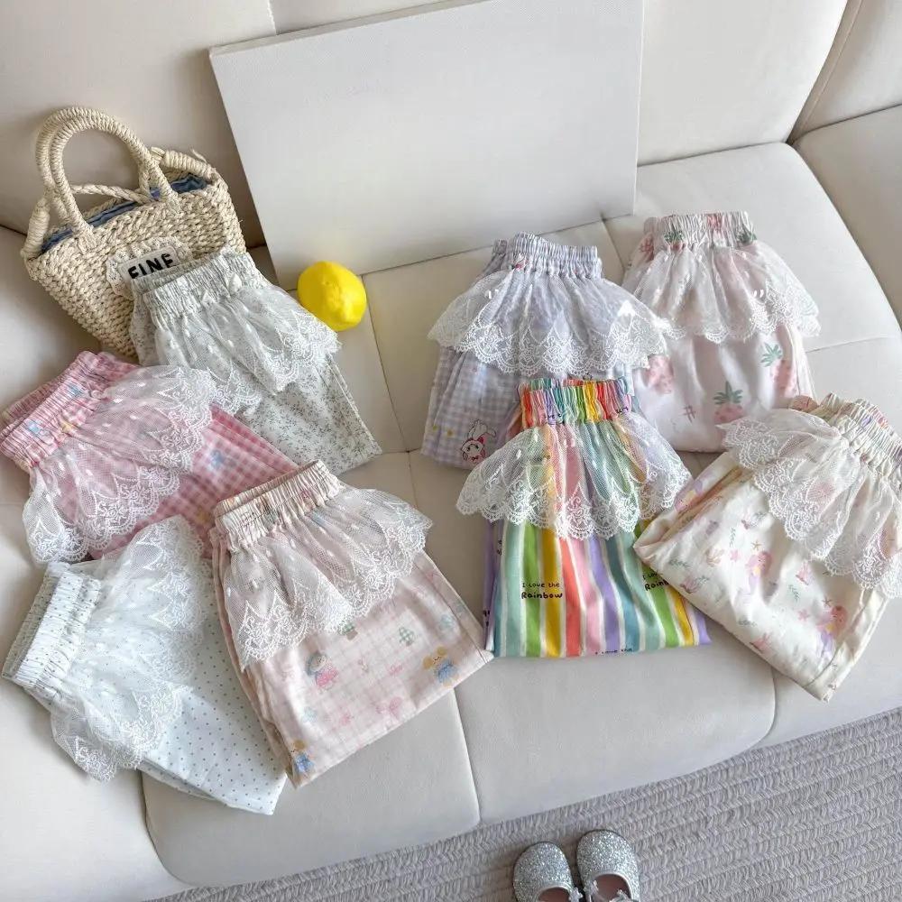 Nouvel ensemble décontracté d'été pour filles de 2 à 7 ans : pantalon lanterne à carreaux et rayures