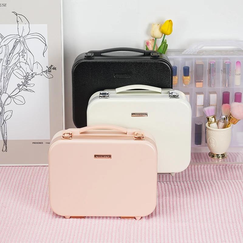 Boîte de rangement de maquillage portable avec lumière LED et miroir – Étui de train cosmétique adap