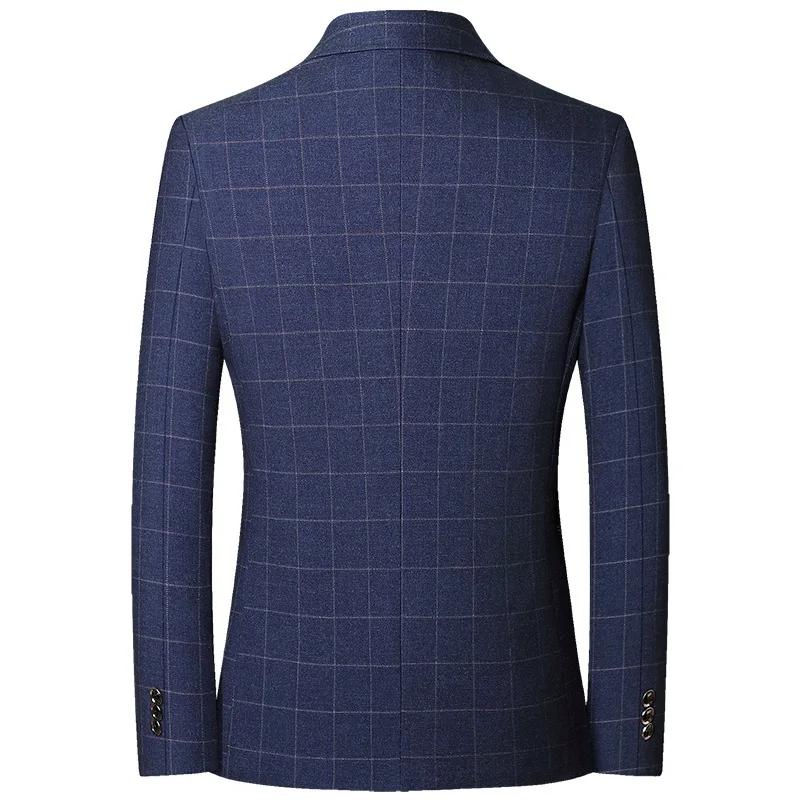 Manteau de Costume Homme Automne 2025 – Blazer à Carreaux Tendance avec Col Rabattu, Manches Longues