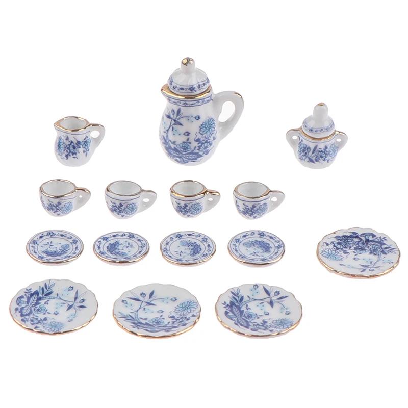 Vaisselle Miniature pour maison de poupée 1:12, 15 pièces, ensemble de tasses à thé en céramique et