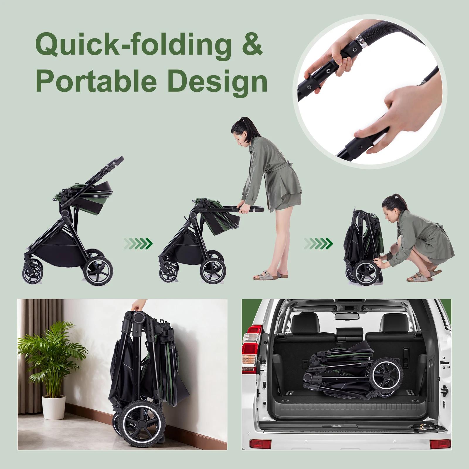 Poussette bébé 3 en 1, facile à plier, multifonctionnelle, voyage, Portable, siège de sécurité, norm