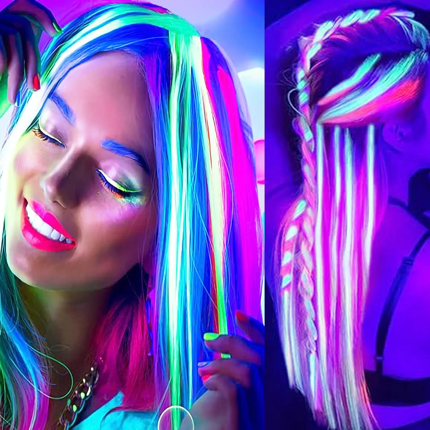 Extensions capillaires synthétiques lisses de 20 pouces, postiches de couleur lumineuse, pinces à ch