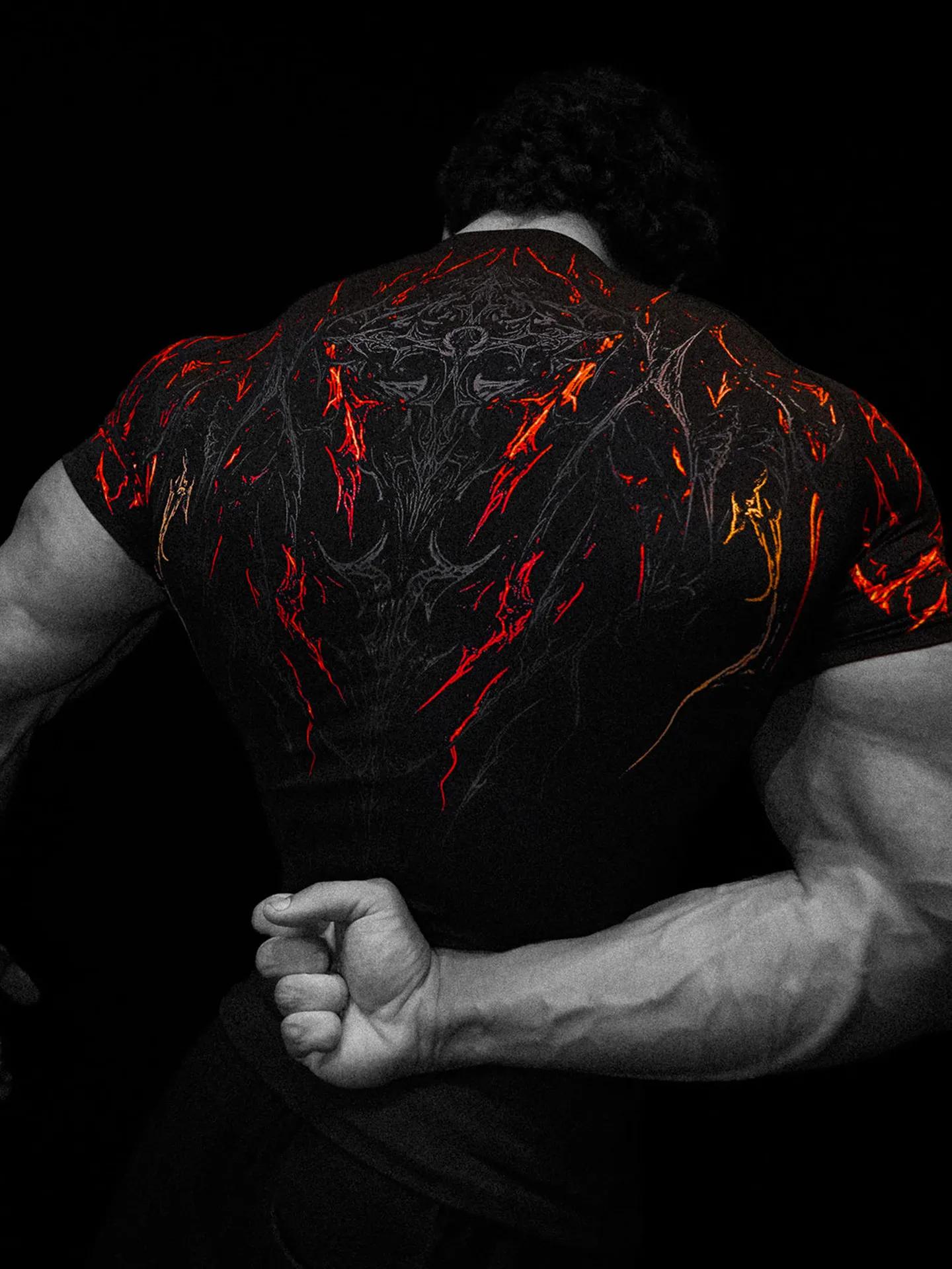 T-shirt de sport imprimé à compression à séchage rapide pour homme Dark Dragon Slayer, nouvelle coll