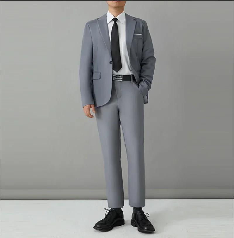 S-8XL costume hommes mode décontracté en plein air (Blazer + pantalon) Gentleman affaires mariage co