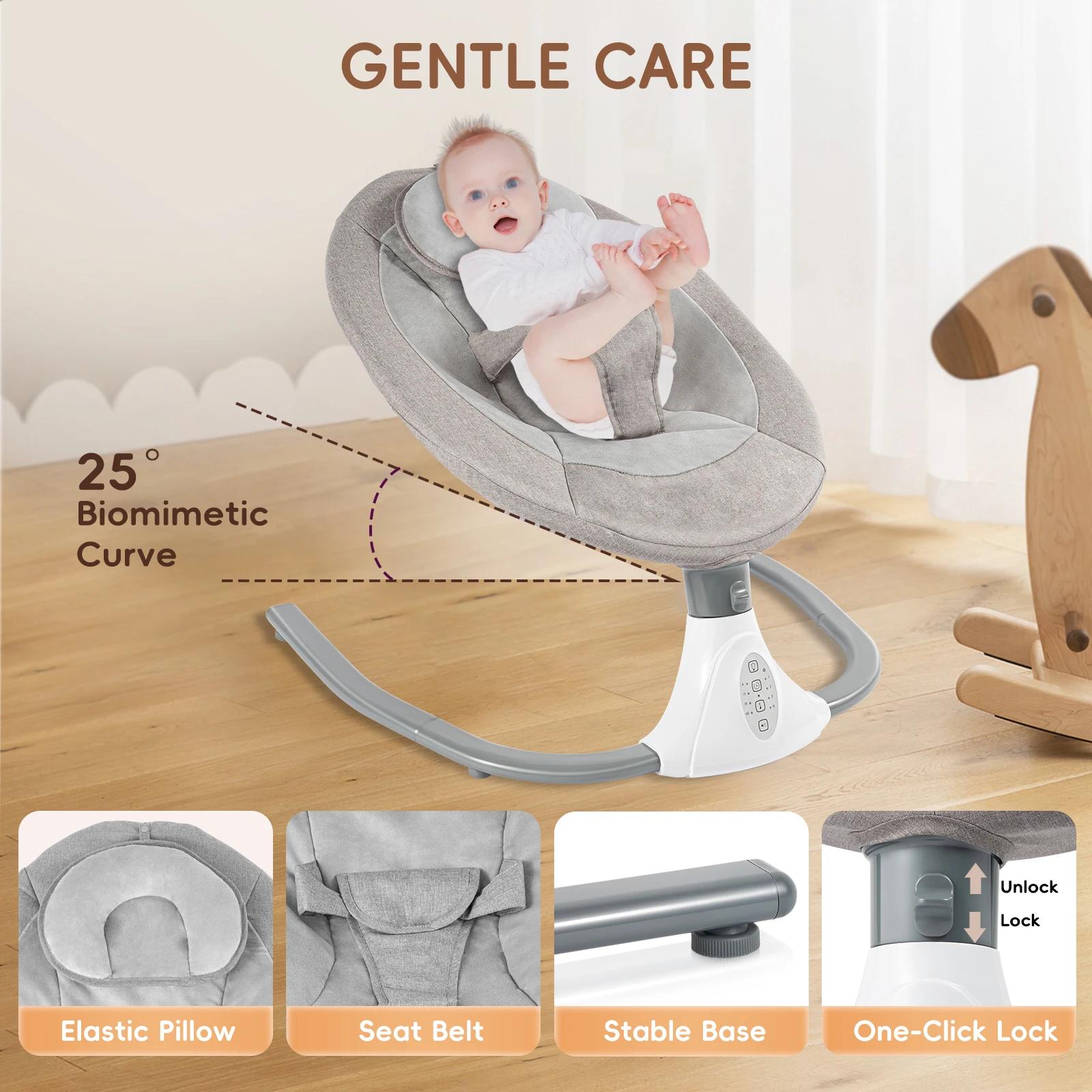 Berceau à bascule pour bébé, 4 vitesses, électrique, chaise à bascule, lit avec télécommande, panier