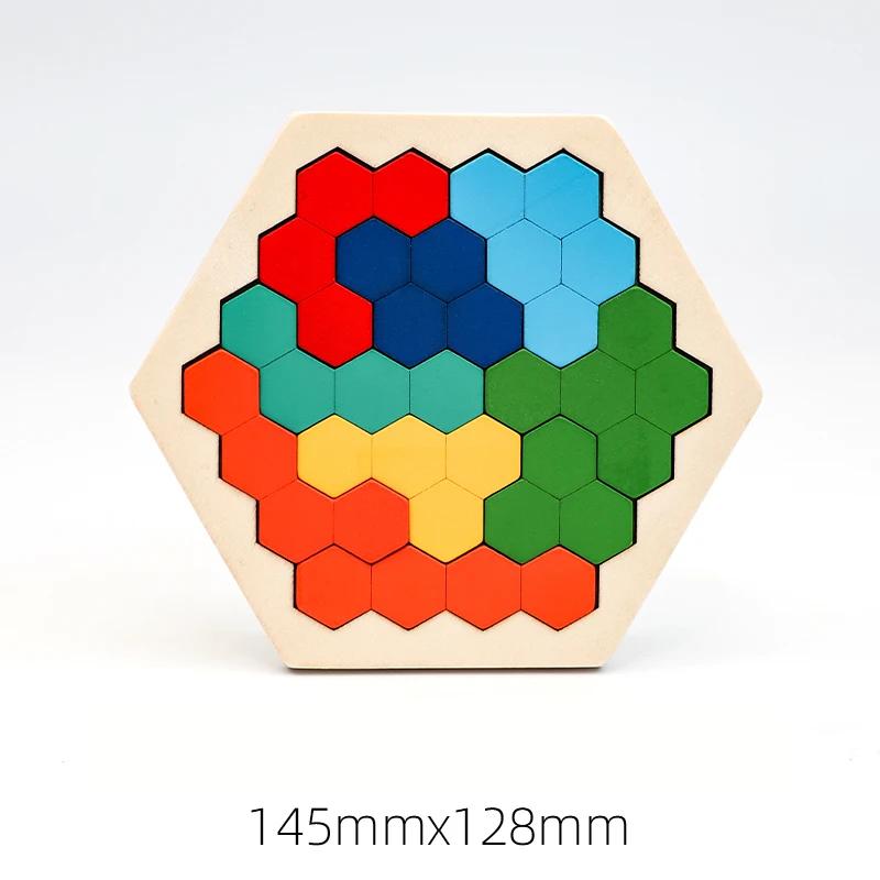 Blocs en bois Puzzle casse-tête jouet Tangram Puzzle Intelligence coloré 3D blocs russes Montessori