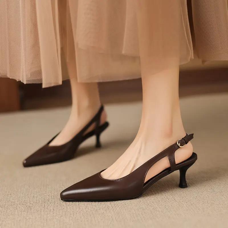 MORAZORA – sandales en cuir véritable pour femmes, grande taille 34-43, chaussures à bout pointu, ta