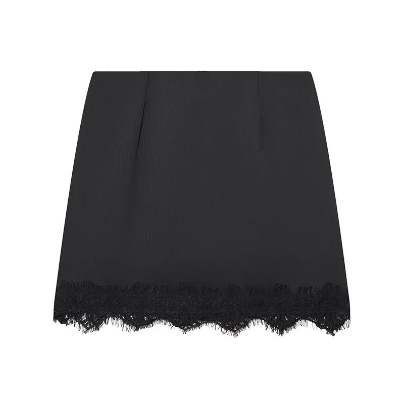 Femmes Mini jupe en dentelle Sexy a-ligne plissée taille haute jupe pour les femmes printemps été no