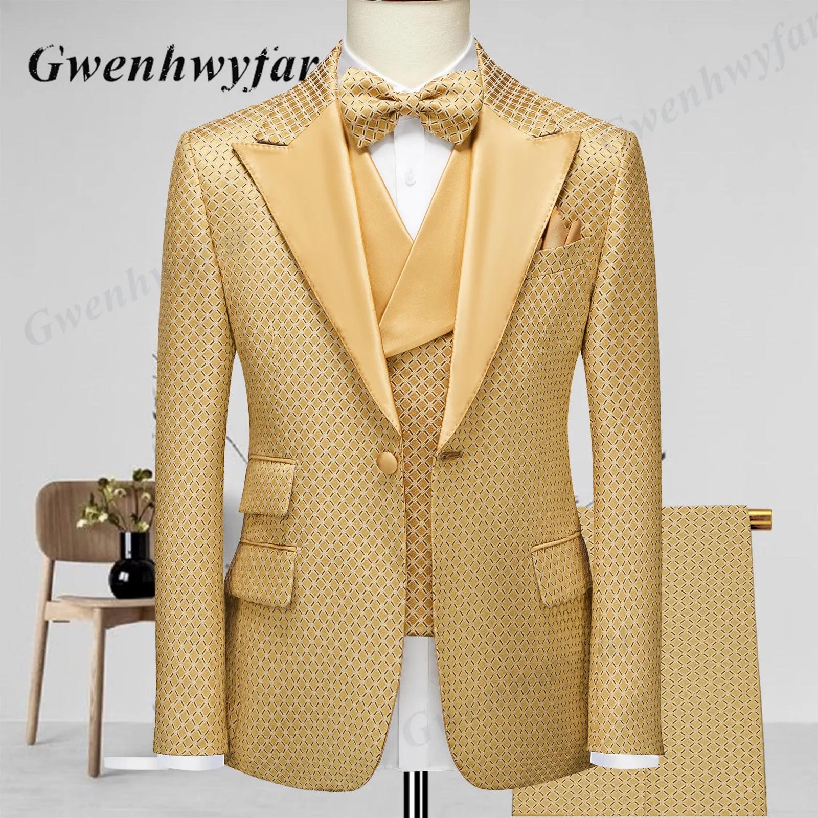 Gwenhwyfar blé-or modèles costumes pour hommes 2026 automne costumes de fête comprenant plaine or re