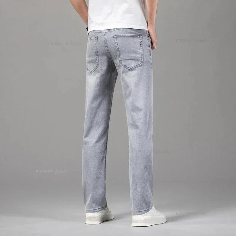 Été élastique hommes jean mode gris confortable affaires droite Stretch coton décontracté Denim pant