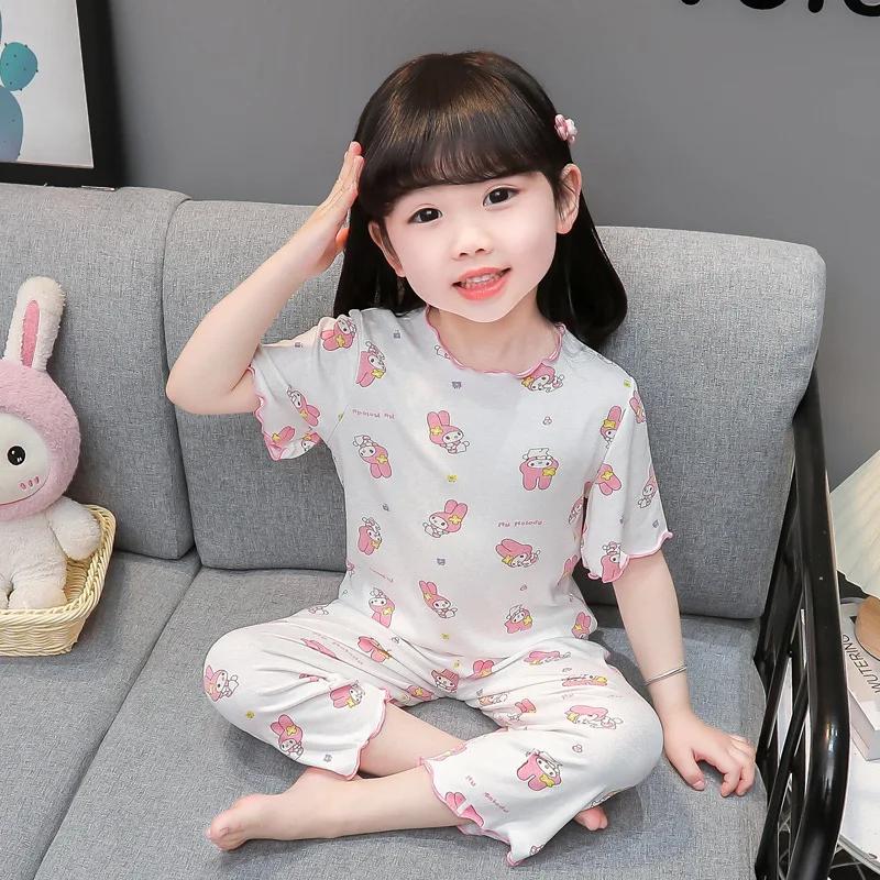 Sanrio – pyjama Kawaii pour filles, 2 pièces, ensembles de vêtements de détente Hello Kitty, vêtemen